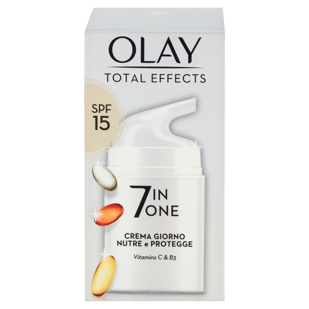 Olay Crema Viso Giorno Total Effects 7in1 - Nutre e Protegge - Vitamine C & B3 - SPF 15 - 50 ml
